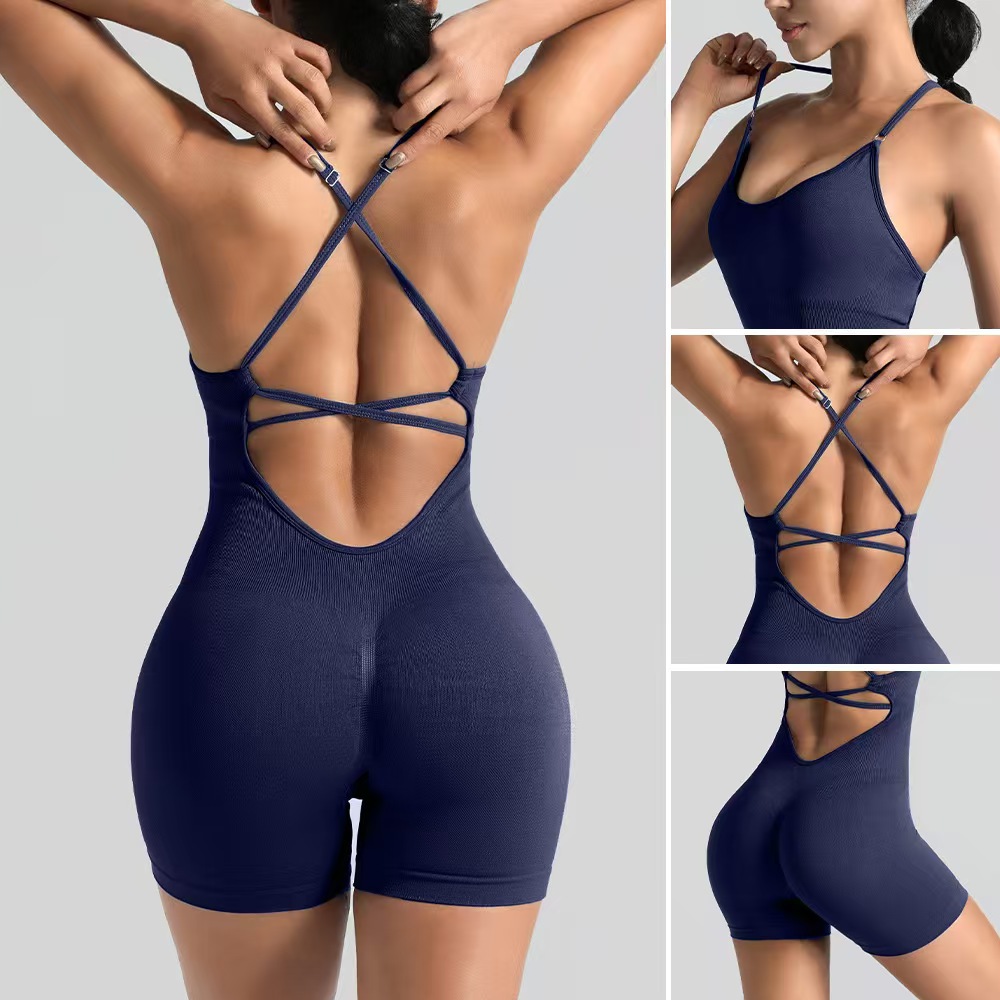 Yoga Mat - Women's Sexy Slim-Fit Yoga Shorts Jumpsuit